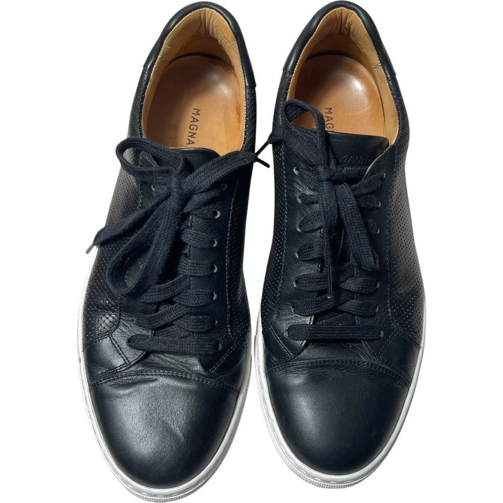 Magnanni Black Leather Sneakers for Men Made in Portugal